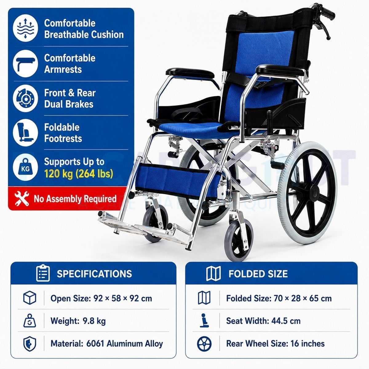 Aluminum Light Weight Wheelchair Push Chair 9.8kg/Self Propel 11kg