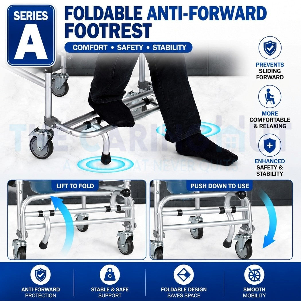 Premium Aluminum Alloy Commode Chair Toilet Chair Shower Chair With Wheels And Footrest And Anti-Tipper