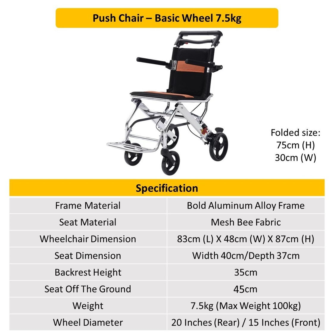 Foldable and Portable Travel Lightweight Push Chair