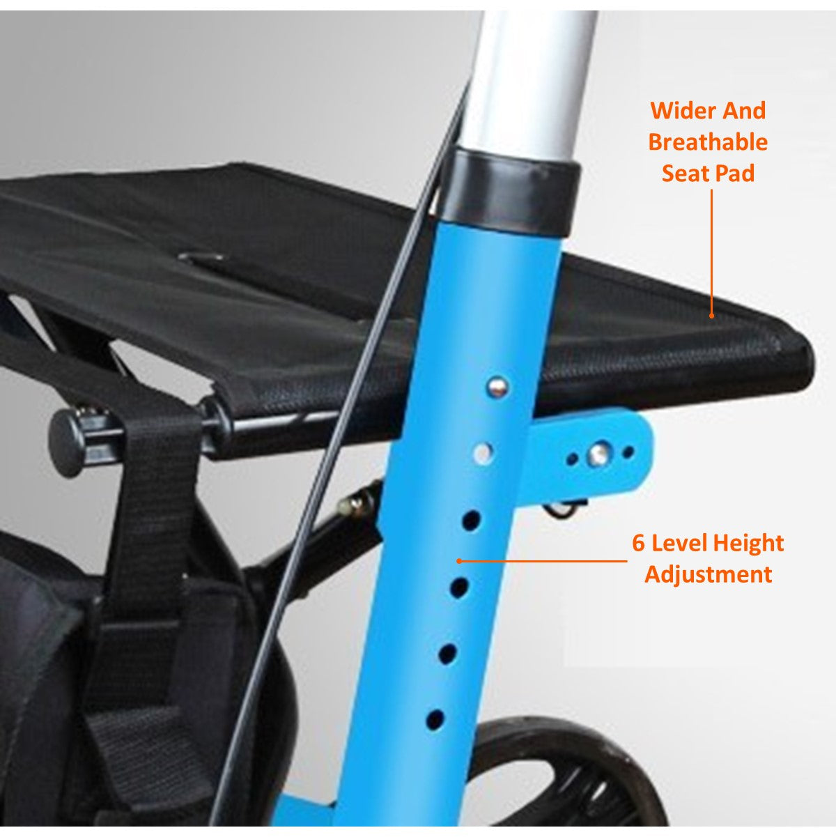 Foldable Elderly Rollator Elderly Walker With Seat, Basket and Wheels
