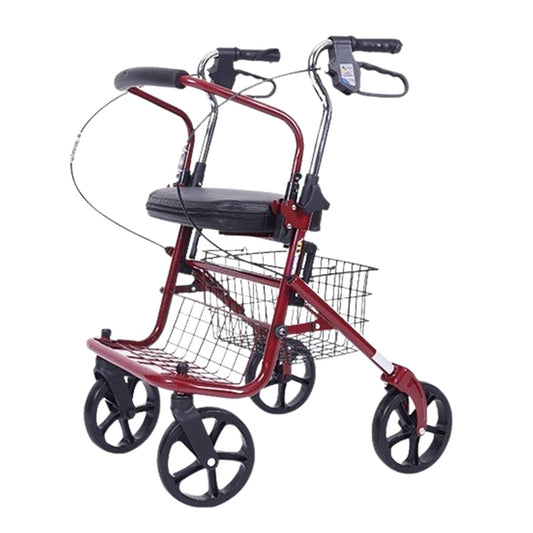 Foldable Elderly Rollator Elderly Walker with Seat, Basket and Wheels