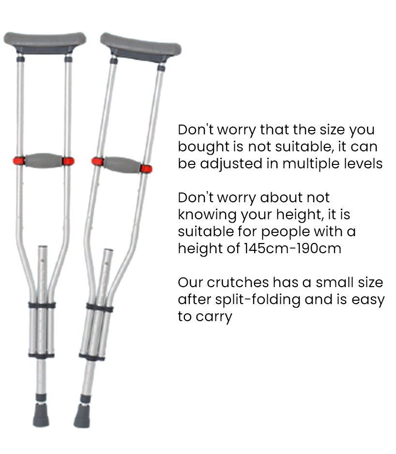 Foldable Underarm Crutches with Height Adjustment