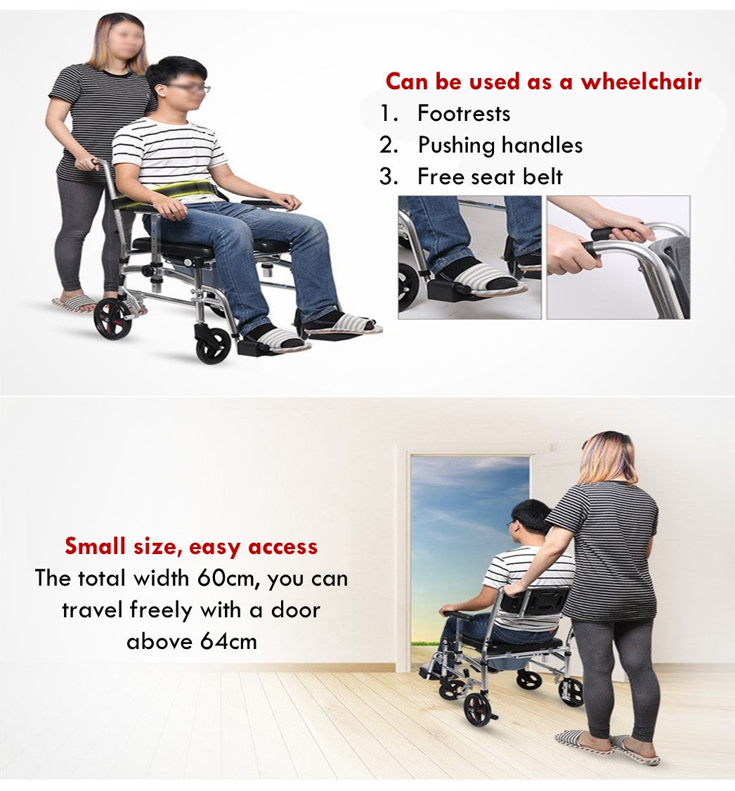 Foldable Commode Chair with Detachable Armrests