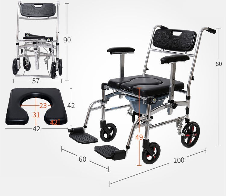 Foldable Commode Chair with Detachable Armrests